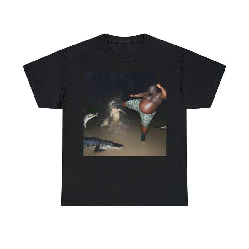 Man Kick Alligator In Swamp Shirt t-Shirt, Gator, Crocodile, funny Shirt