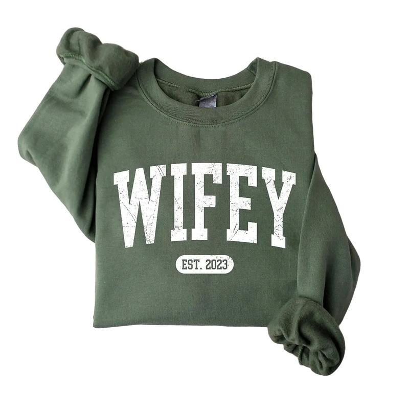 Personalize Wifey Sweatshirt, Engagement Sweatshirt, Bridal Shower Gift, Gift for Bride, Personalized Bridal Gift, New Wife Sweatshirt
