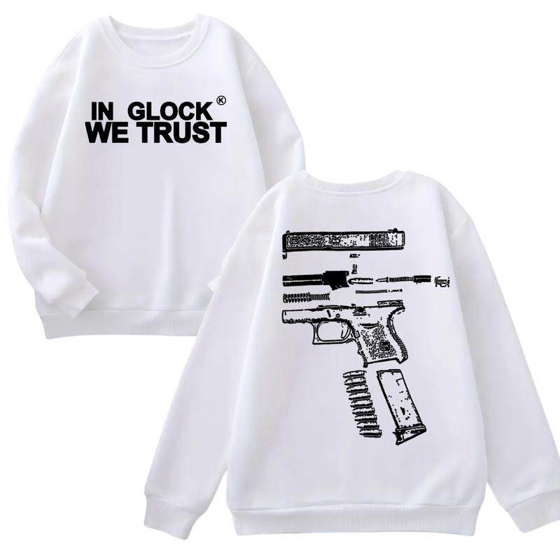 IN GLOCK WE TRUST Double sided Hoodie,Design color Black- White, Hoodie For Men, GIft For Men,Full color,Hoodie & sweaters,Glock Hoodie, Menswear Top
