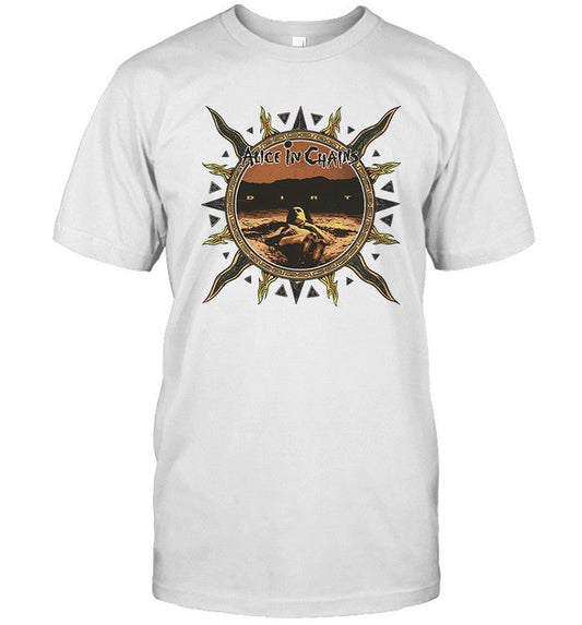 Alice In Chains Dirt Vintage Sun Logo T-Shirt White New