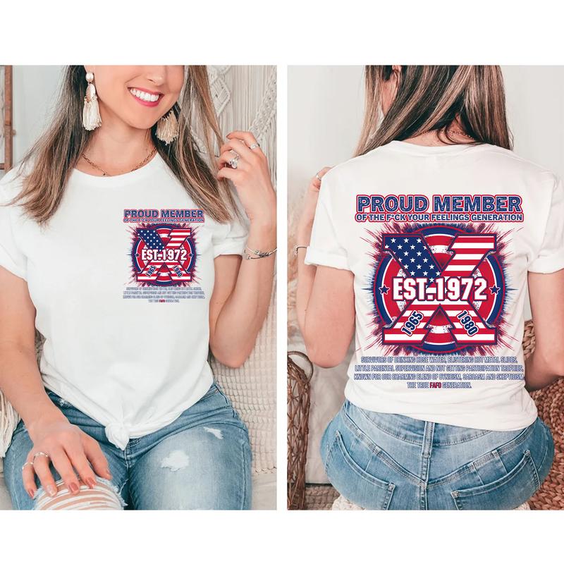 Custom Year FAFO Proud Member Gen X 2 Side T-shirt, 1965-1980 Hose Water Metal Gen X Shirt, Proud Member Flag Generation Shirt