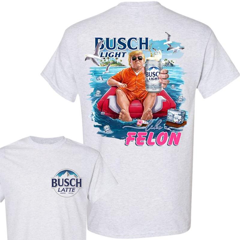 B.u.s.c.h 2024 Chillin Like A Felon Unisex 2-Sided Shirt 2024 Shirt Soft Cotton Shirt, Casual Graphic Round Neck T-shirt for Summer, Beer Party Summer
