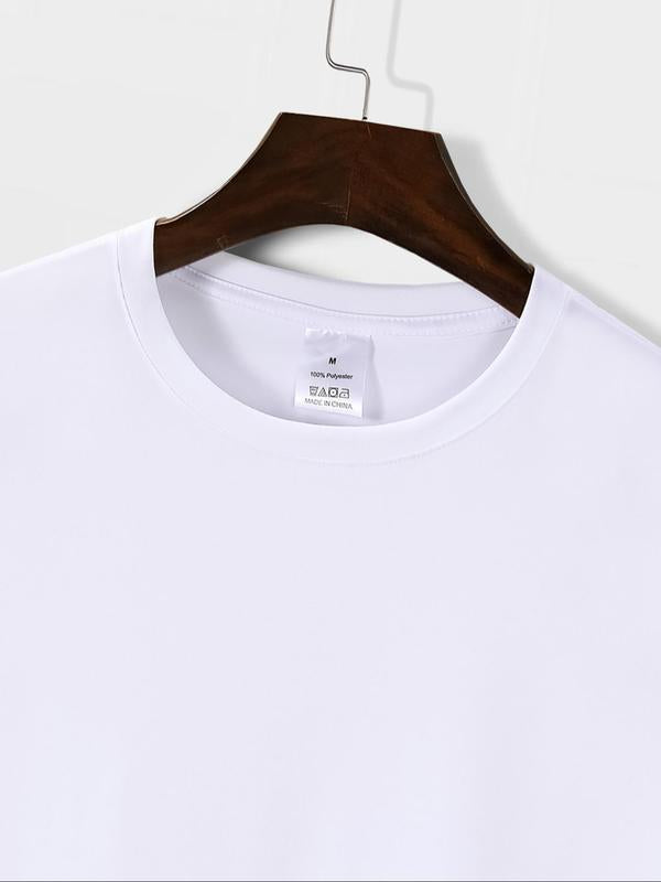 Men's Regular Fit Letter Print Round Neck Tee, Slogan Graphic Short Sleeve T-Shirt for Daily Wear, Casual Comfy Knitting Top for Summer