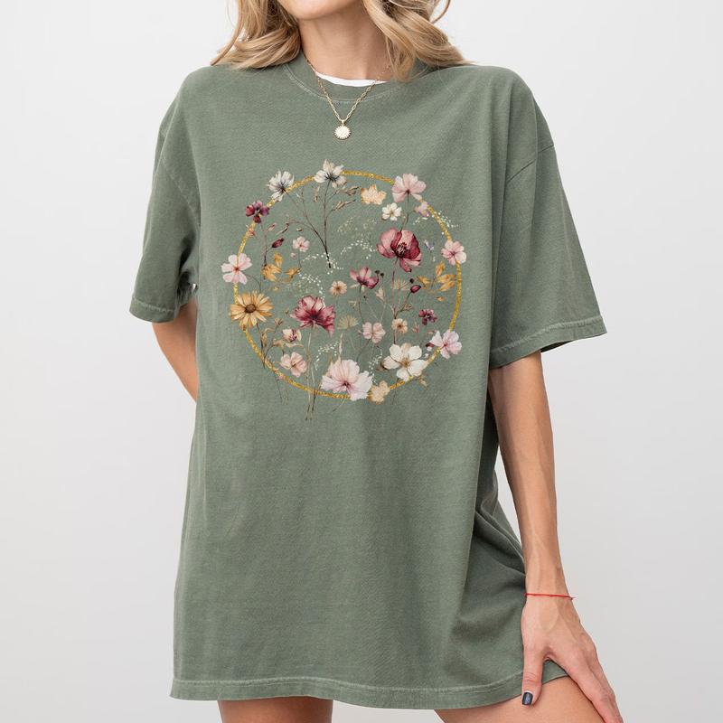 Comfort Colors Wild Flowers Shirt, Wildflower Tshirt, Shirts for Women, Vinatage Floral Shirt, Gifts For Her, Pastel Floral Nature T-Shirt, Flowers Lo