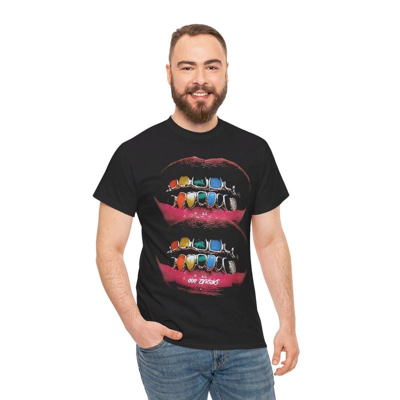 Vintage Iced Out Twin Grill Y2k 90s Hip-Hop Vibes Heavy Cotton Graphic T-Shirt Tshirt Shirt HipHop Rap Tee Casual Menswear Retro Top Streetwear Classi