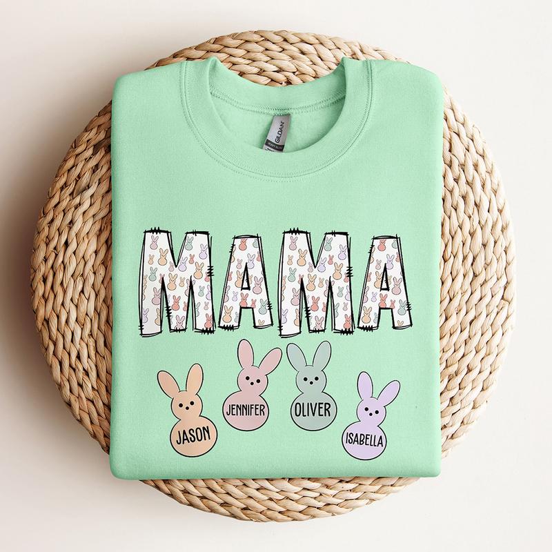 Custom Easter Mama Sweatshirt With Kids Names, Mama Easter Sweater, Mom Easter Shirt, Cute Easter Shirt, Mamas Bunnies Shirt, Easter Gift