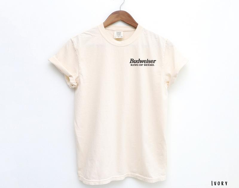 Budweiser T-Shirt, Funny drinking shirt, Whiskey Alcoholic, Budweiser King Of Beer, Vintage Beer Cotton Tee