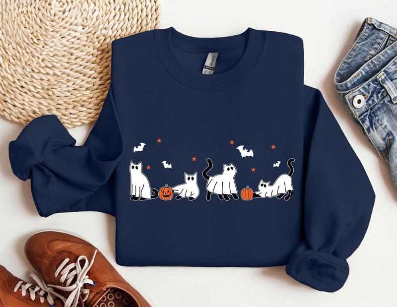 Halloween shirt, Cat shirt, Ghost Shirt, Halloween shirt, Halloween Cat Shirt, Cat Lover Shirt, Black Cat Shirt, Spooky Season