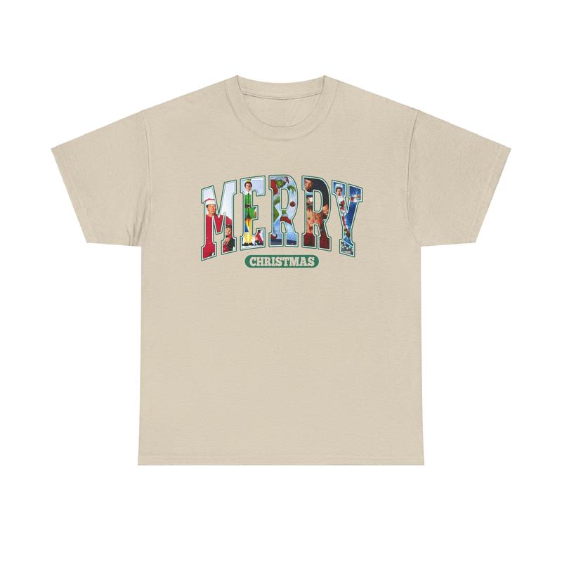 Merry Christmas Unisex Heavy Cotton Tee - Santa Claus Shirt - Elf Shirt - Home Alone - National Lampoon's Christmas Vacation - Christmas Movie Shirt -