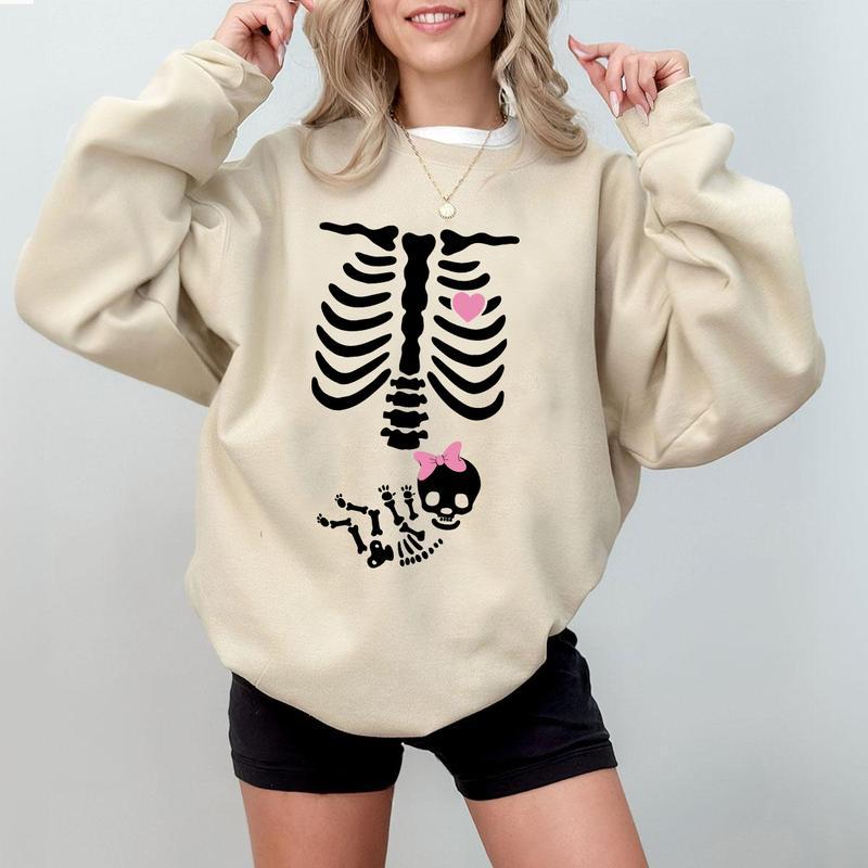 Skeleton Maternity Halloween Sweatshirt, Pregnancy Announcement Sweat 2024, Pregnant Costume, Fall New Mom Sweater, Mommy to Be, Halloween Gift For Al