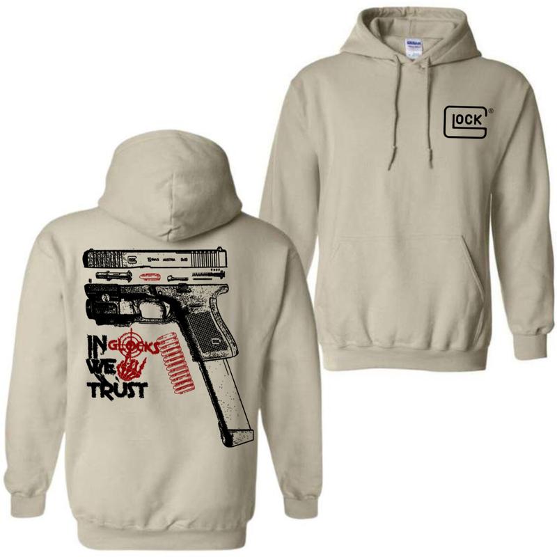 In GLock We Trust Hoodie - Glock Hoodie- Design Glock Bone Hand Double Sided - Men's & Women's Classic Fit Long Sleeve Hoodie - Menswear Casual Underwear