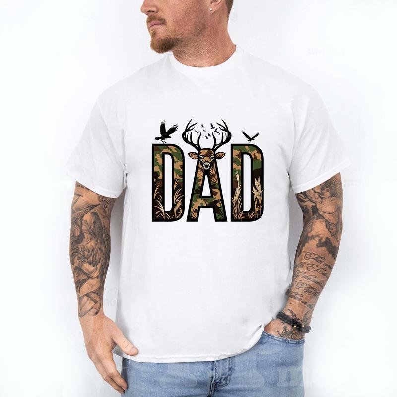 Hunter Dad Cotton T-Shirt, Graphic Deer Hunting, Shirt for Huting Season, Gift for Dad