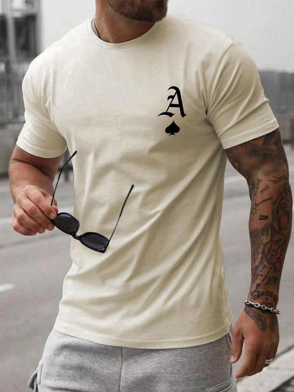 Men's Letter Print Round Neck Tee, Regular Fit Casual Streetwear Short Sleeve T-shirt, Graphic Tees,Ã‚Â Men's Summer Clothes Top for Daily Wear