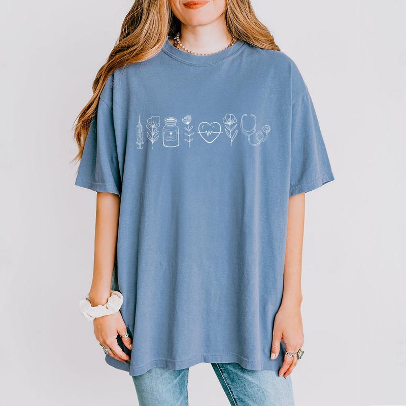 Nurse Life Shirt, Medical Shirt for Women, RN Shirt, Nurse Week Shirt Gifts, Floral Nurse Shirt, New Nurse Gift, Flower Nurse Student Shirt, Gift For Registered Nurse, Nurse Appreciation Gift, Nurse Pattern Flower Tee, Oversized Graphic Tee, Women Top