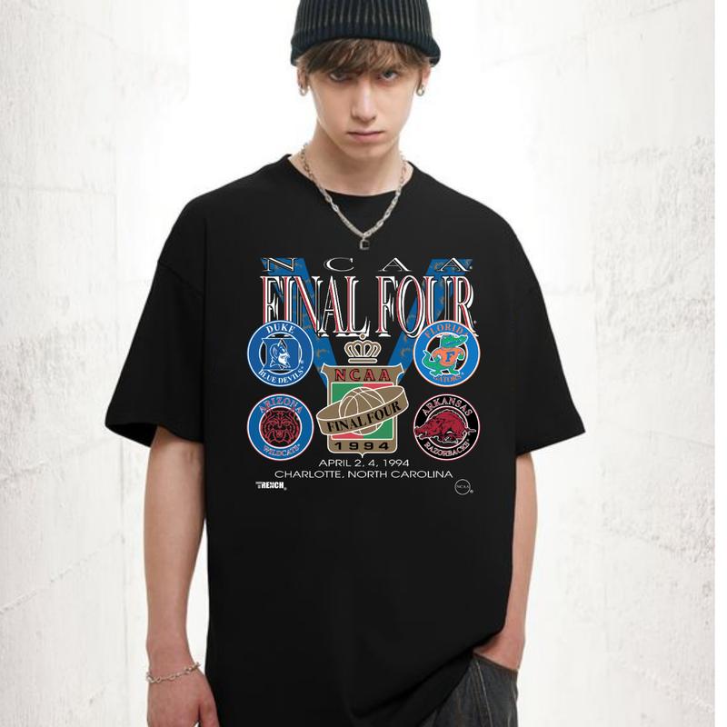 Vintage NCAA Final Four 1994 Duke Florida Gatos Arkansas Arizona T-shirt Top Menswear Fitted Medium Short Sleeve Street Style Tee Underwear Streetwear