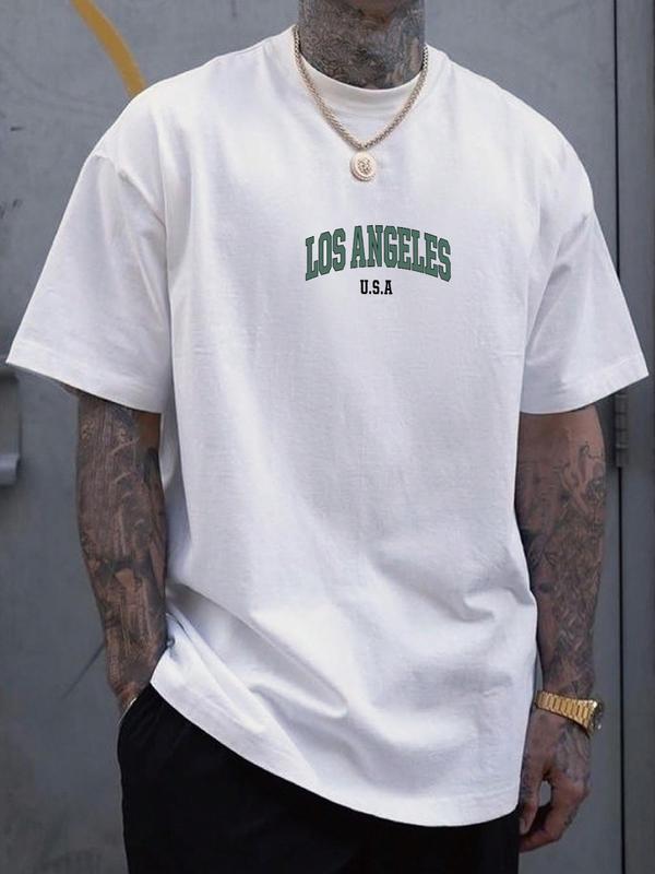 Men's Letter Print Round Neck TeeÃ‚Â Summer Clothes, Regular FitÃ‚Â Casual Short Sleeve Crew Neck T-Shirt for Summer, Graphic Tees,Ã‚Â Fashion Men's Streetwear