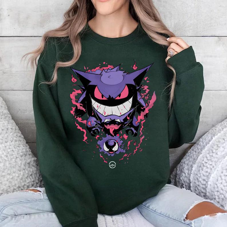 Gengar SWEATSHIRTS  Gengar Ghost Sweatshirt  Dark Ghost Kaiju Japanese Style SWEATSHIRTS  Japanese Anime Movie Film Nerd Gaming Novelty Funny Unisex S