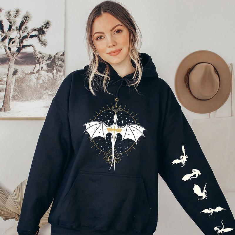 Dragon Rider Sweatshirt, Basgiath War College Hoodie, Fourth Wing, Die Or Fly Tee, Riders Quadrant Tee, Women Gift Tee, Dragons Print on Sleeve