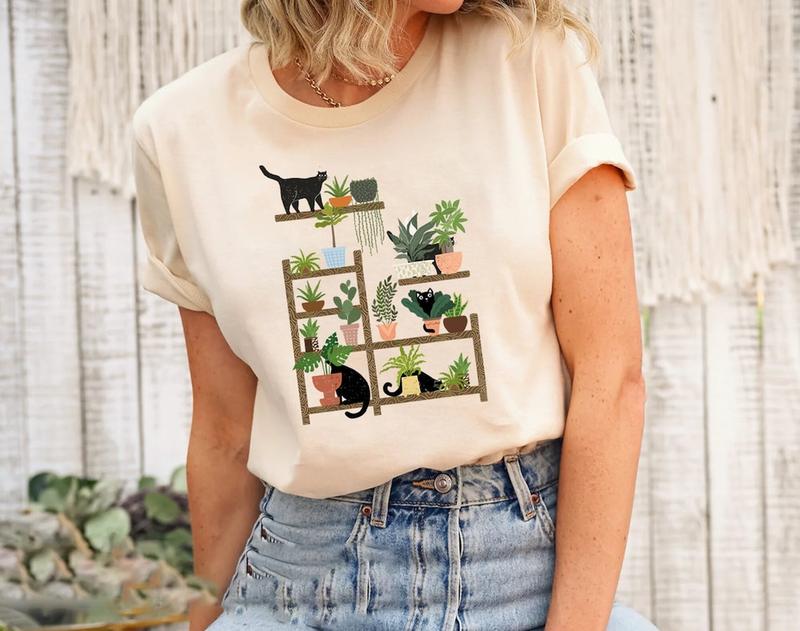 Cats and Plants Shirt, Plant Lady, Plant Lover, Gardener Sweatshirt, Shirts For Cat Lover, Succulent Plants Hoodie, Plant Lover Gift Shirt, Cat Tee, A