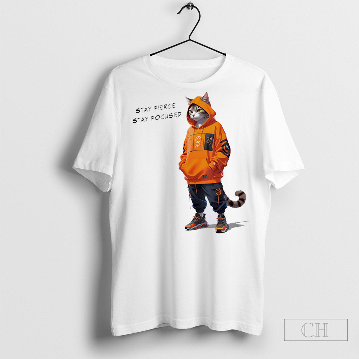 Stay Fierce Stay Focused Cat Hip Hop Style Shirt