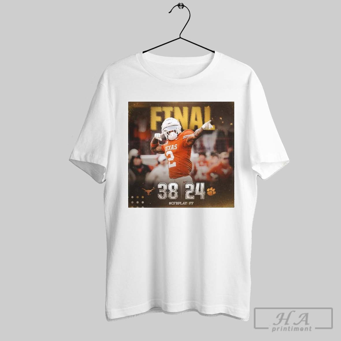 Poster Final Texas Longhorns Vs Clemson Tigers 38 24 Score Cfb Playoff Hook Em T Shirt