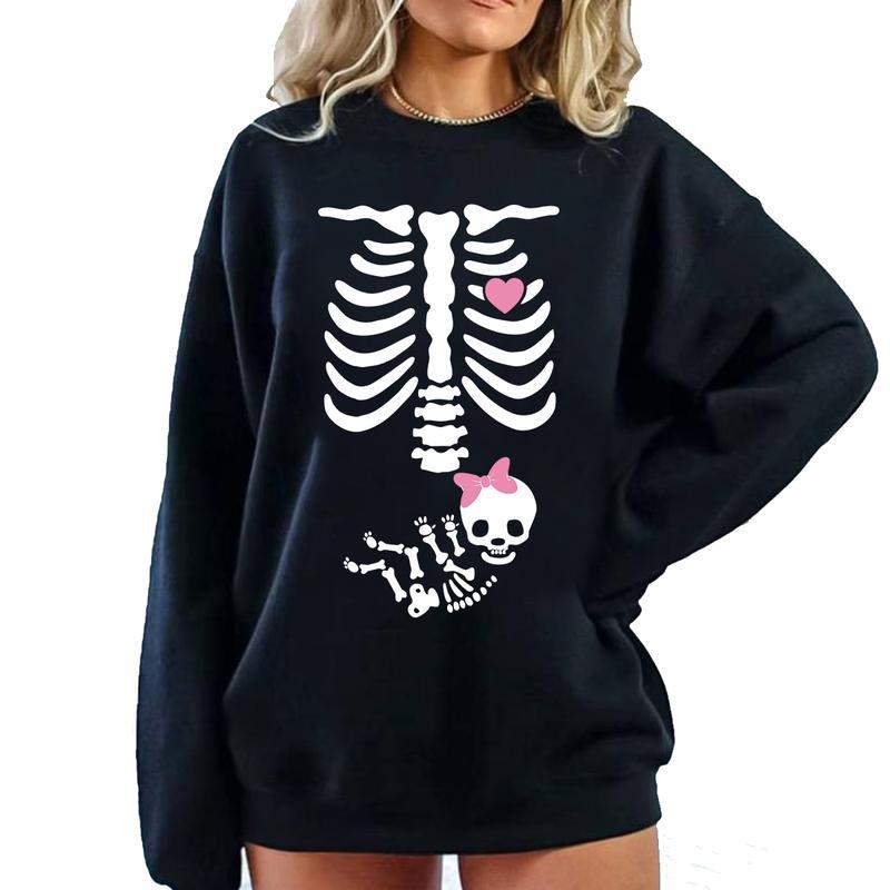 Skeleton Maternity Halloween Sweatshirt, Pregnancy Announcement Sweat 2024, Pregnant Costume, Fall New Mom Sweater, Mommy to Be, Halloween Gift For Al