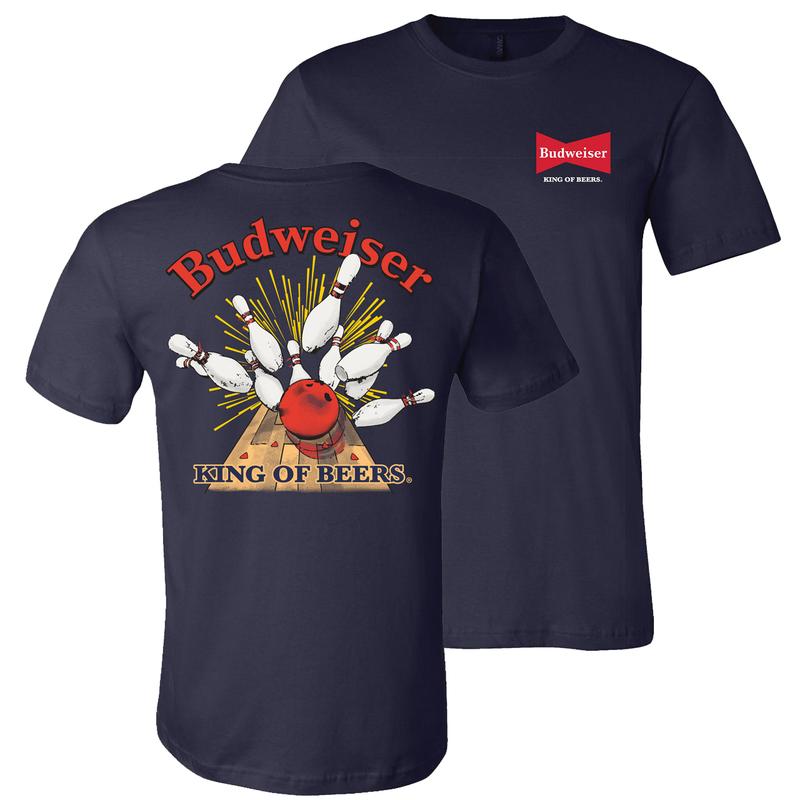 Budweiser - Bowling Break 2-sided T-shirt - Find Your Favorite Color - Suitable For Men And Women - Seasonal Must-haves - Wide Size Selection - Divers