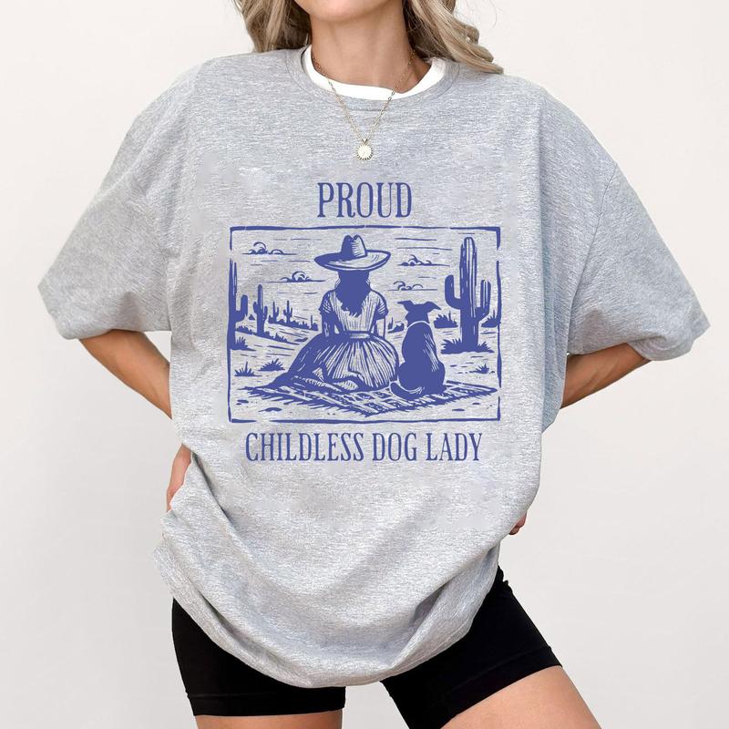 Childless Dog Lady Tee, Proud Dog Mama, Vote Blue Shirt, Kamala Harris, Dog Mom TShirt, Women Rule, Girl Power Top Womenswear Print T-Shirt