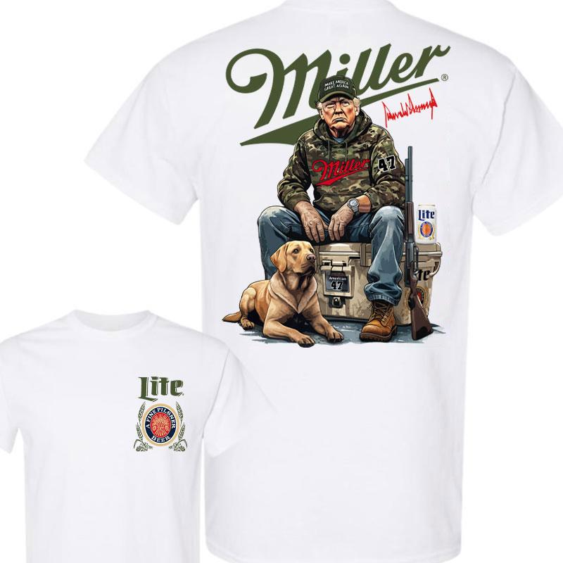 Trump Hunting Signature Miller Lite Shirt , Trumpp won 47th president Election 2024, Trumpp Supporter, Miller Lite Shirt, Trump Hunting With Local Shirt Signature Full Sizes Full Color