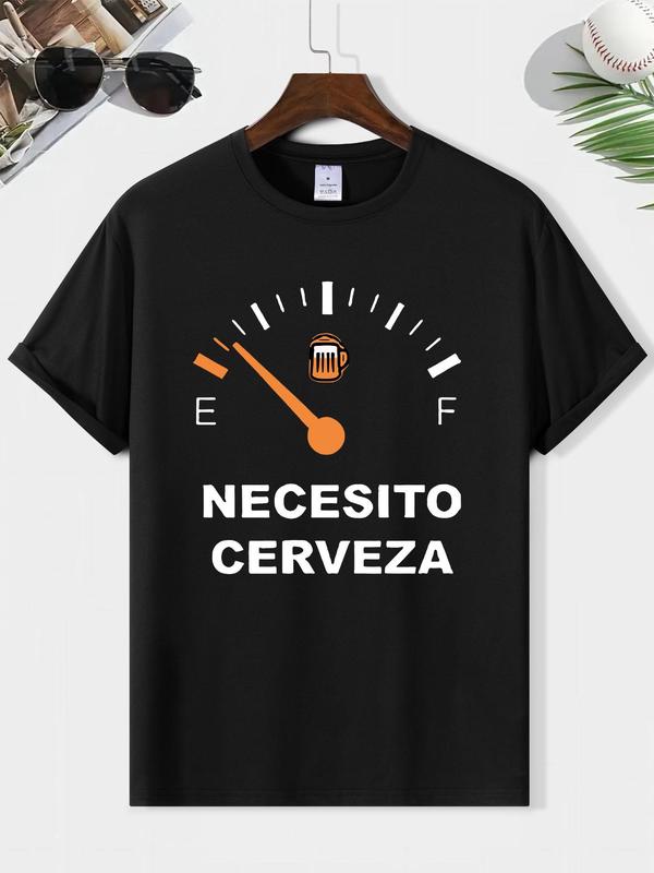 Men's Cartoon & Letter Print Round Neck Tee, Regular Fit Casual Streetwear Short Sleeve T-shirt, Graphic Tees,Ã‚Â Men's Summer Top for Daily Wear Back To