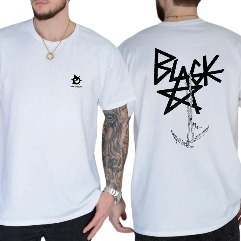 Men's Blackstar X Chain Scythe - Soul Eater 2 Sided T-Shirt, Gift For Men, Casual Menswear, Classic Cotton Top, Soft Fabric Shortsleeve Shirt