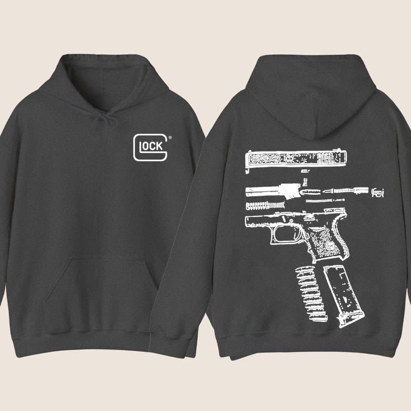 IN GLOCK WE TRUST 2 side Hoodie,Design color Black- White, Hoodie For Men, Menswear Top , GIft For Men,Full color,Hoodie & sweaters Classic Sweatshirt