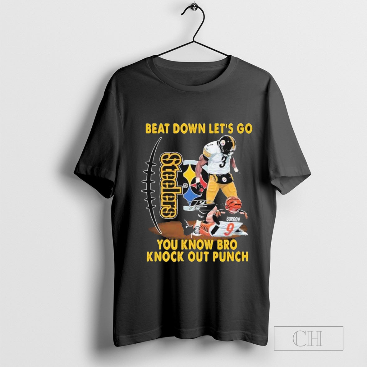 Russell Wilson Joe Burrow Pittsburgh Steelers Beat Down Letâ€™s Go You Know Bro Knock Out Punch T-Shirt