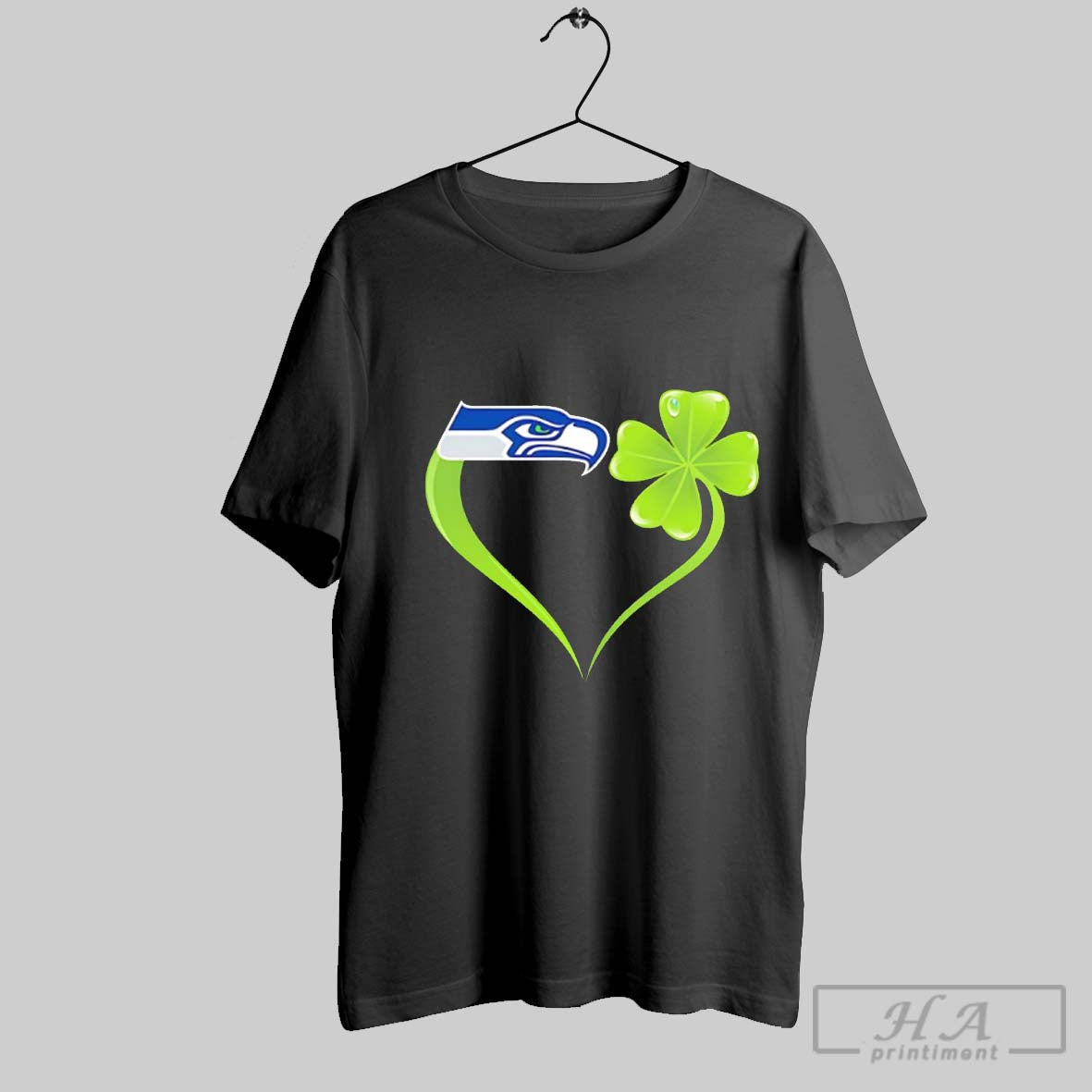 Seattle Seahawk St Patricks Day Shamrock Heart Shirt