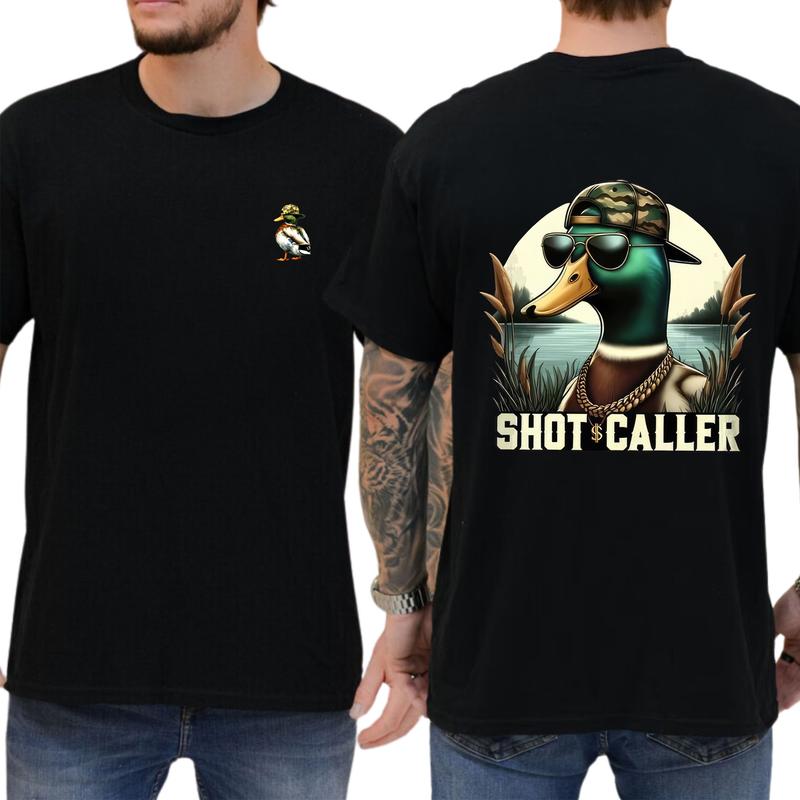 Hunting Duck Tshirt 2-Sided, Summer Hunting Graphic T-Shirt, Hunting Tee Shirt, Gift For Men, Love, Athletic, Casual Menswear, Classic Cotton Top