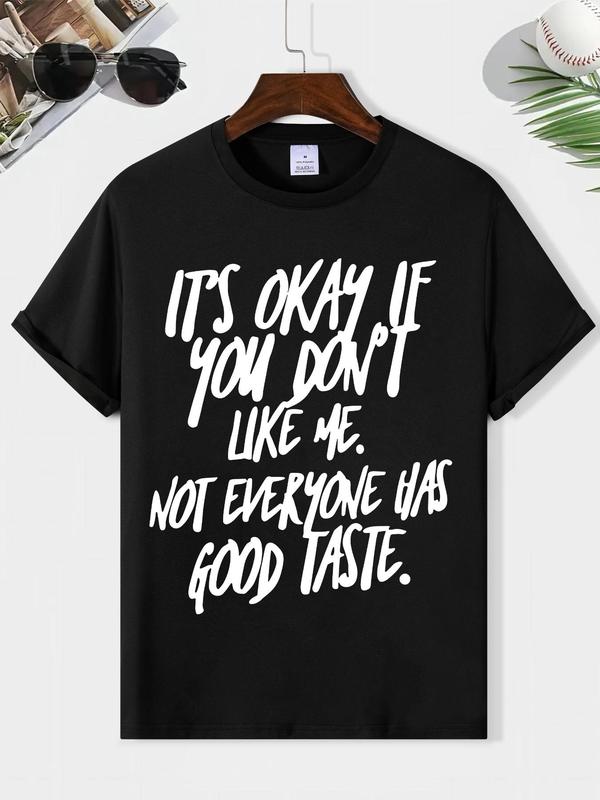 Men's Refined Letter Print Round Neck Tee, Summer Clothes Short Sleeve Crew T-Shirt, Everyday Casual Top for MenÃ¢â‚¬â„¢s Outdoor Fashion and Fun
