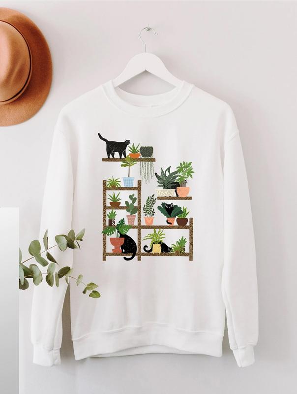 Cats and Plants Shirt, Plant Lady, Plant Lover, Gardener Sweatshirt, Shirts For Cat Lover, Succulent Plants Hoodie, Plant Lover Gift Shirt, Cat Tee, A