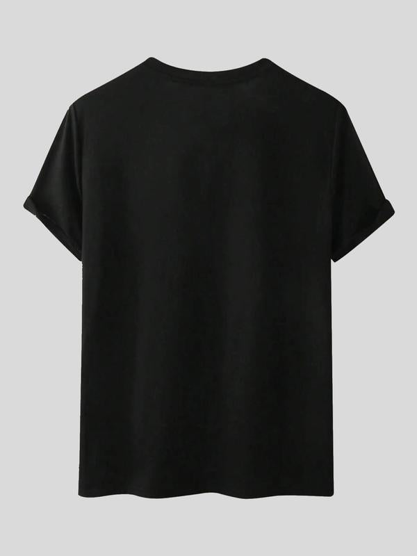 Men's Letter  Print Round Neck Graphic Tee, Regular Fit Casual Short Sleeve T-shirt, Men's Summer Top for Daily Wear