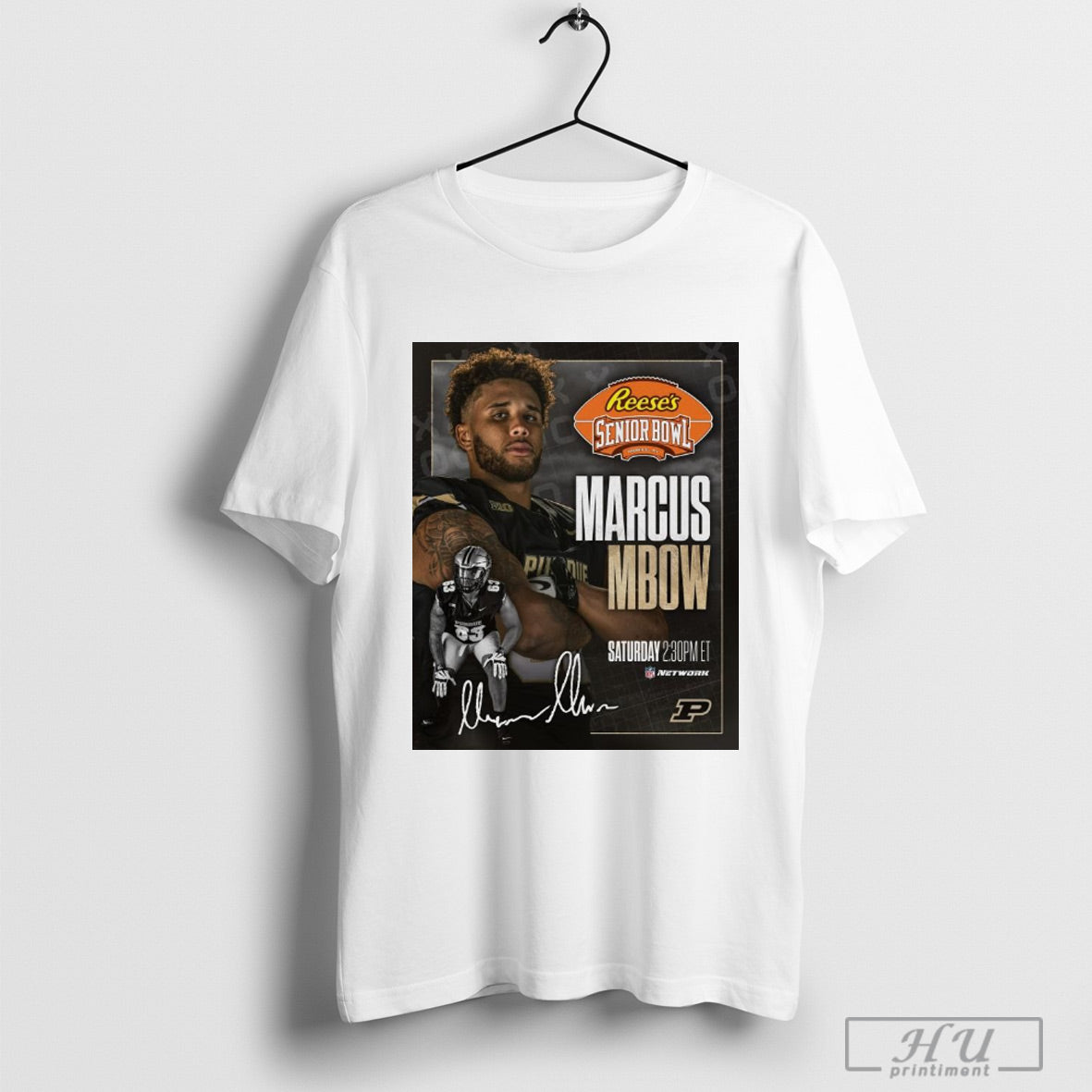 Purdue Football The Senior Bowl Marcus Mbow Signature Poster T Shirt Hoodied Sweatshirt