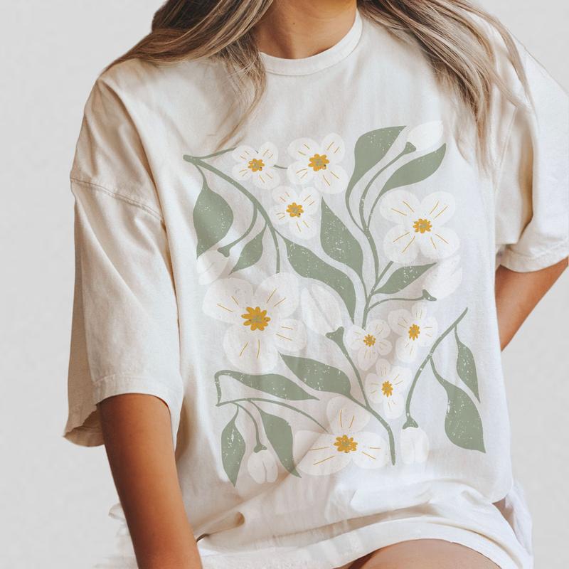 Boho Floral Tshirt, Daisy Shirt, WildFlowers Shirt, Retro Wild Flower Tshirt, Comfort Shirts for Women, Vintage Botanical Tee For Her, Retro Floral Na