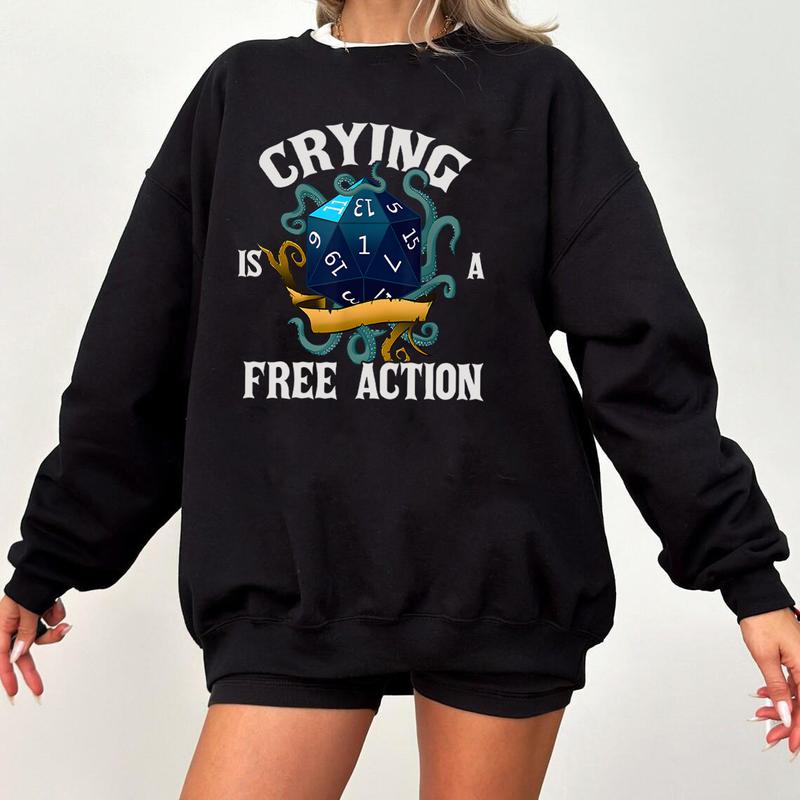 Crying Is A Free Action Shirt, Funny DND Shirt, Trendy Dice Shirt, Tabletop Gaming Tee, Fantasy Gaming, RPG Lover Gift, Vintage Dungeons & Dragons 197