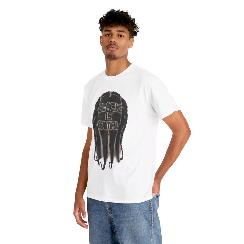 Black is Beautiful Vintage Hippie 90s Styled Graphic T-Shirt Casual Classic Cotton Menswear Retro Top Tee Tshirt Shortsleeve Crewneck Streetwear Comfy
