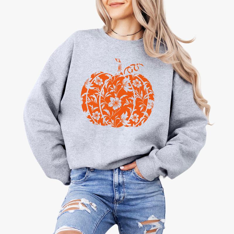 Floral Pumpkin Shirt, Halloween Shirt, Halloween Pumpkin Shirt, Fall Comfort Tee, Fall Shirt for Woman, Pumpkin Shirt, Autumn Shirt, Pumkin Floral Shirt, Fall Women Top