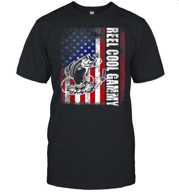 Reel Cool Gammy Vintage American Flag Fishing shirt