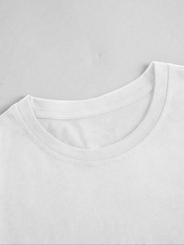 Women's Car & Letter Graphic Round Neck Half SleeveÃ‚Â Tee, Casual Drop Sleeve T-Shirt for Daily Wear, Ladies Clothes for All Seasons