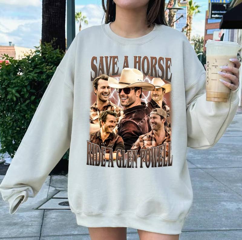 Save a horse, ride a Glen Powell Gildan T-shirt, Sweatshirt, Hoodie