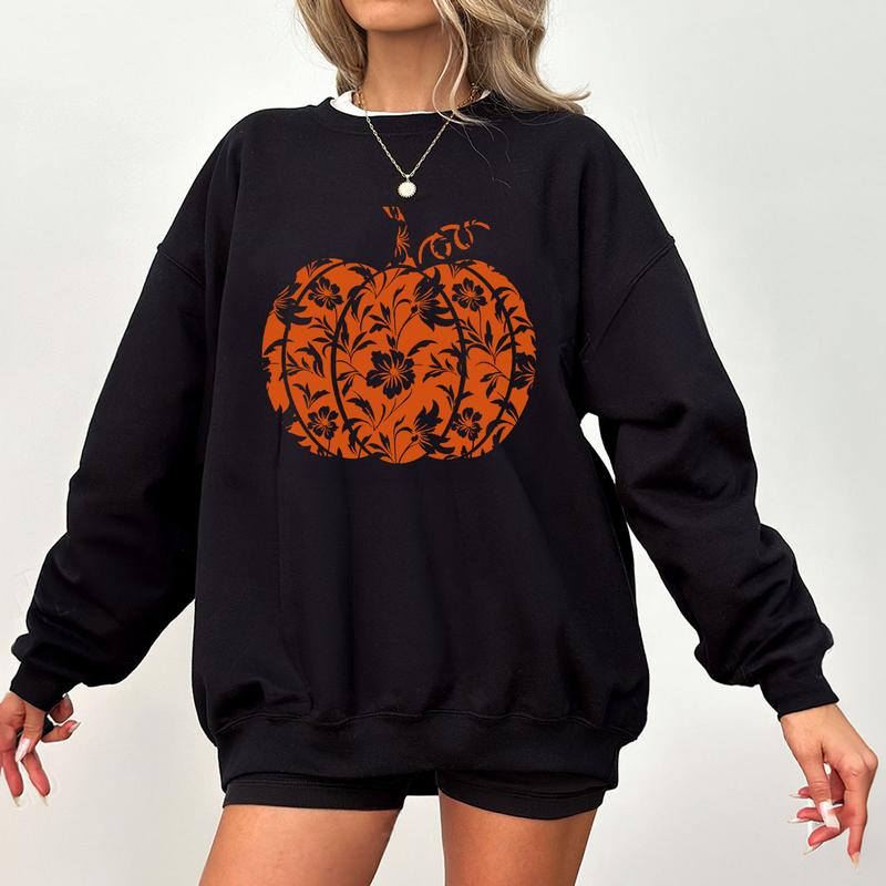 Floral Pumpkin Shirt, Halloween Shirt, Halloween Pumpkin Shirt, Fall Comfort Tee, Fall Shirt for Woman, Pumpkin Shirt, Autumn Shirt, Pumkin Floral Shirt, Fall Women Top