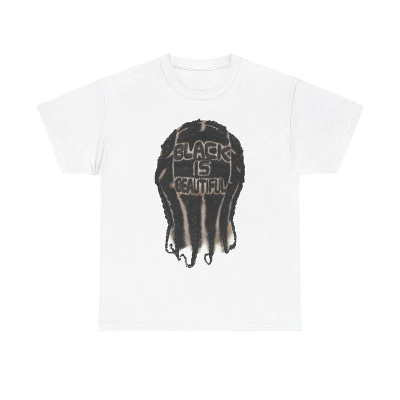 Black is Beautiful Vintage Hippie 90s Styled Graphic T-Shirt Casual Classic Cotton Menswear Retro Top Tee Tshirt Shortsleeve Crewneck Streetwear Comfy