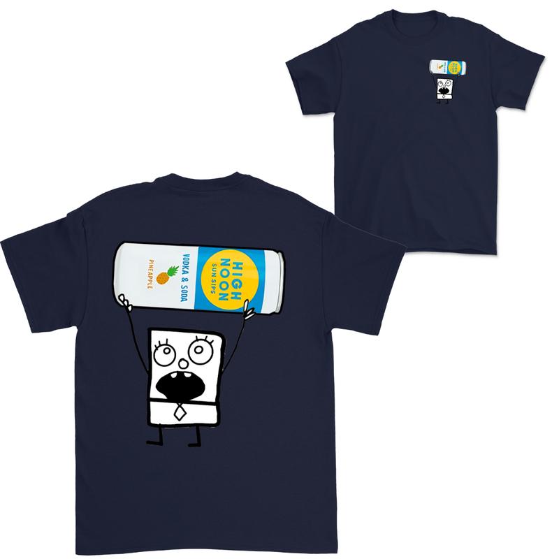 Doodlebob High Noon Pineapple Vodka & Soda  2 Sided T-Shirt, Funny Drinking T-Shirt, Summer T-Shirt, Full Color T-Shirt, Unisex T-Shirt, For Men, For Women, Gift For All Menswear Top