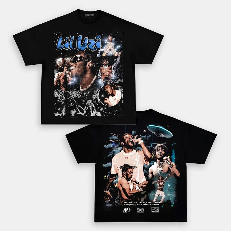 Lil Uzi Double Printed Short Sleeve Tee Cotton Vintage Shirt To Match Sneaker Hiphop Clothing Rapper Merch Shirt, Hiphop Tour Concert 2024, Gift For Fan Y2K Aesthetic Hoodie Sweatshirt